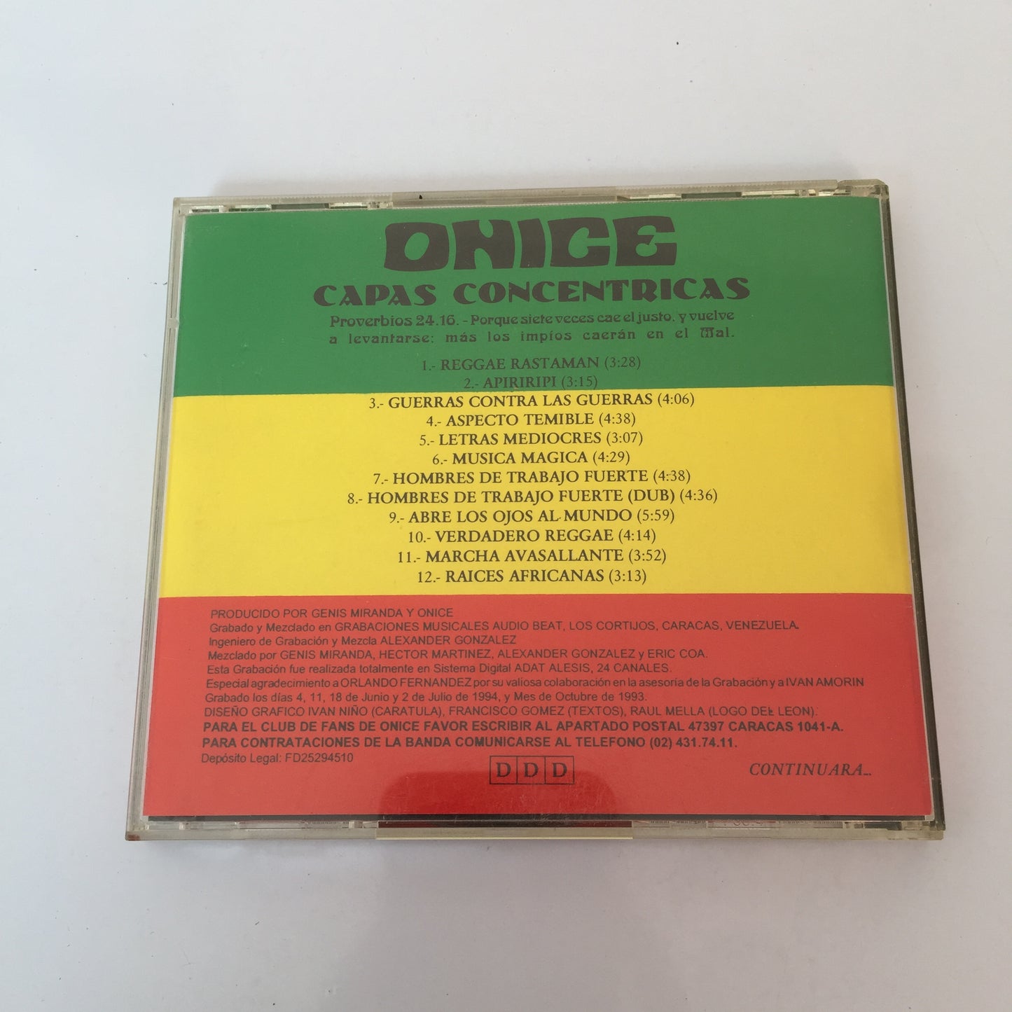 Onice – Capas Concéntricas. Cd en excelente estado. formato muerto