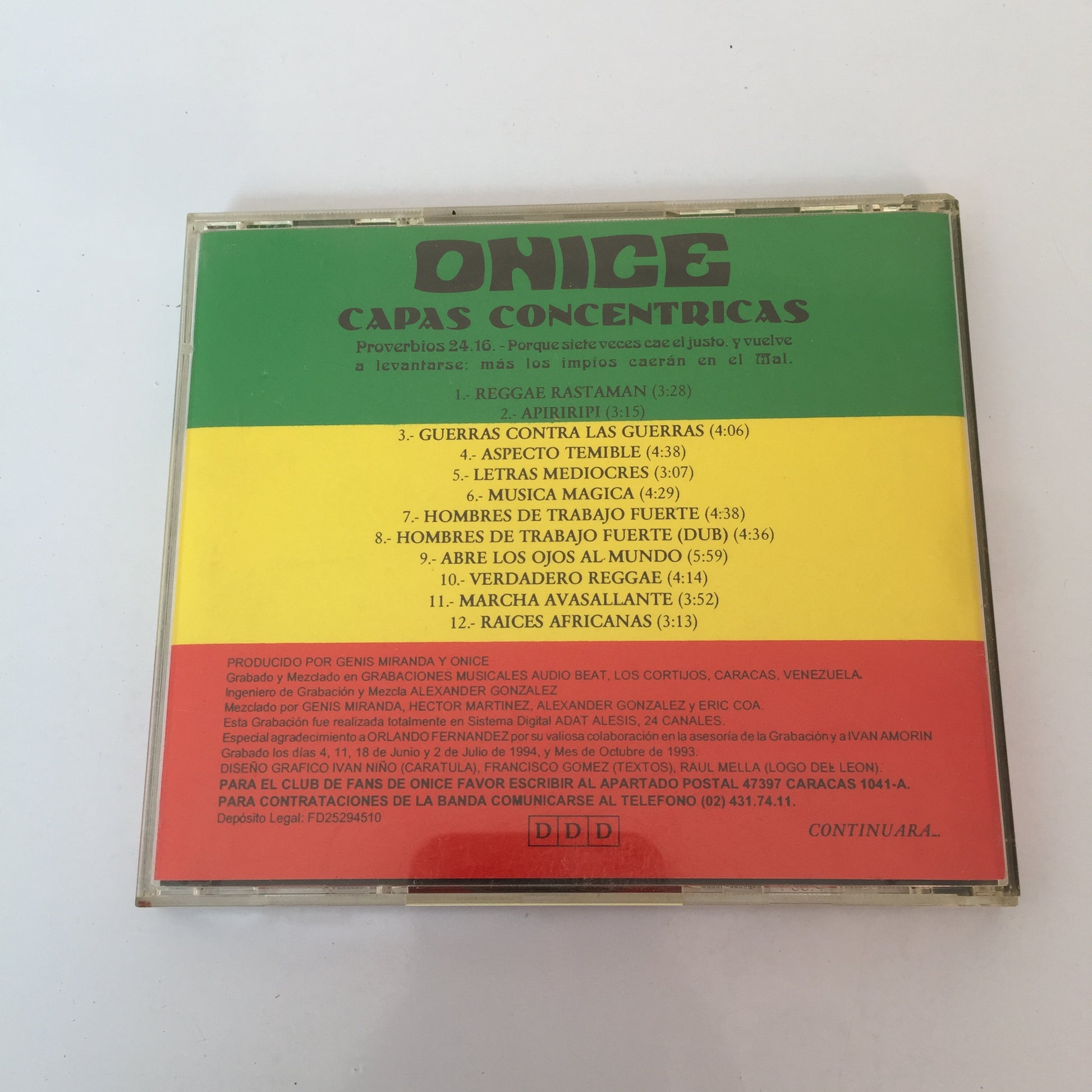 Onice – Capas Concéntricas. Cd en excelente estado. formato muerto