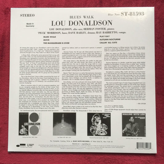 Lou Donaldson - Blues Walk (Blue Note Classic Vinyl Series). Vinilo nuevo. formato muerto