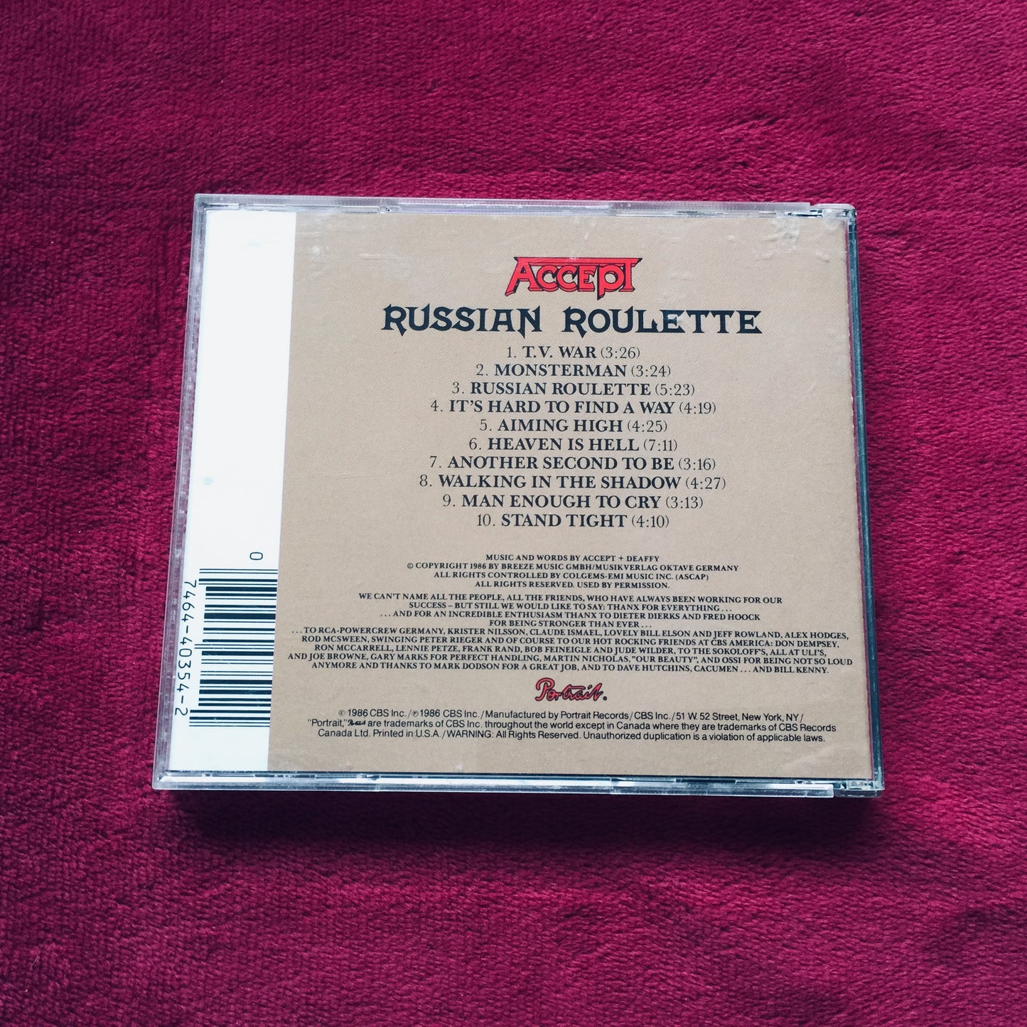 Accept – Russian Roulette. Cd importado en excelente estado. formato muerto