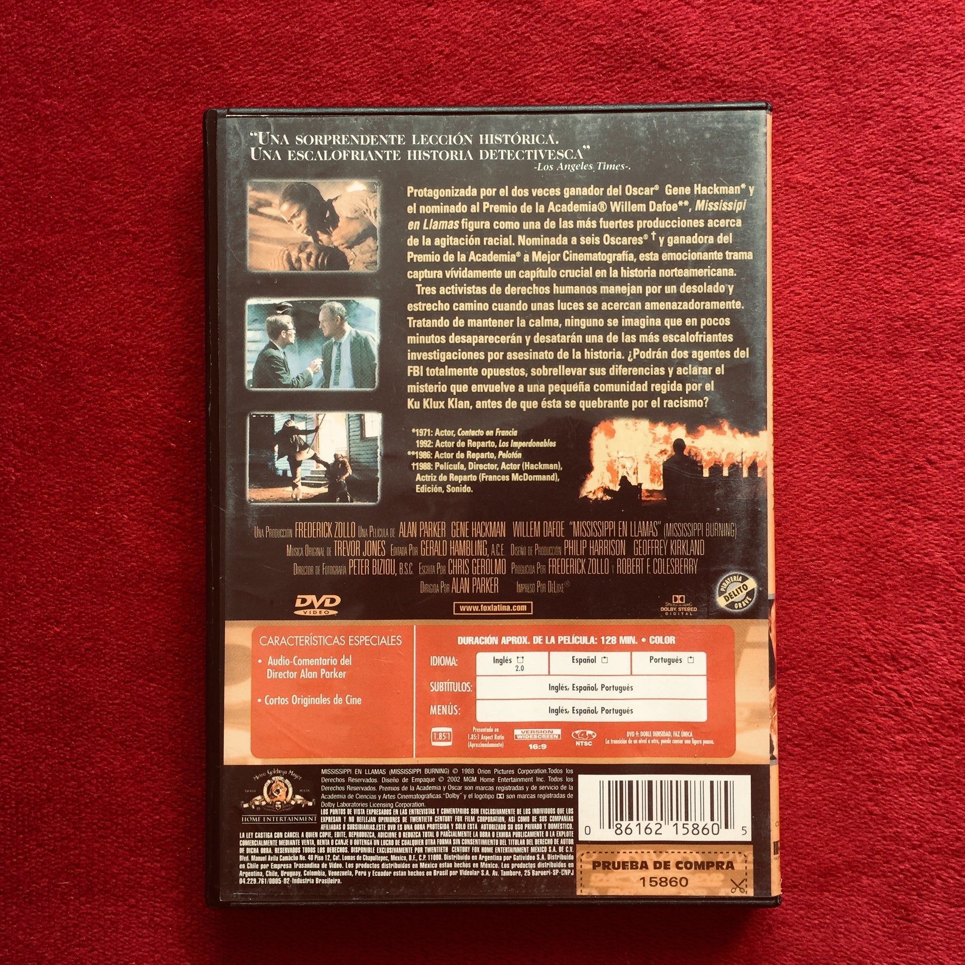 Mississippi en llamas. Alan Parker. DVD. formato muerto