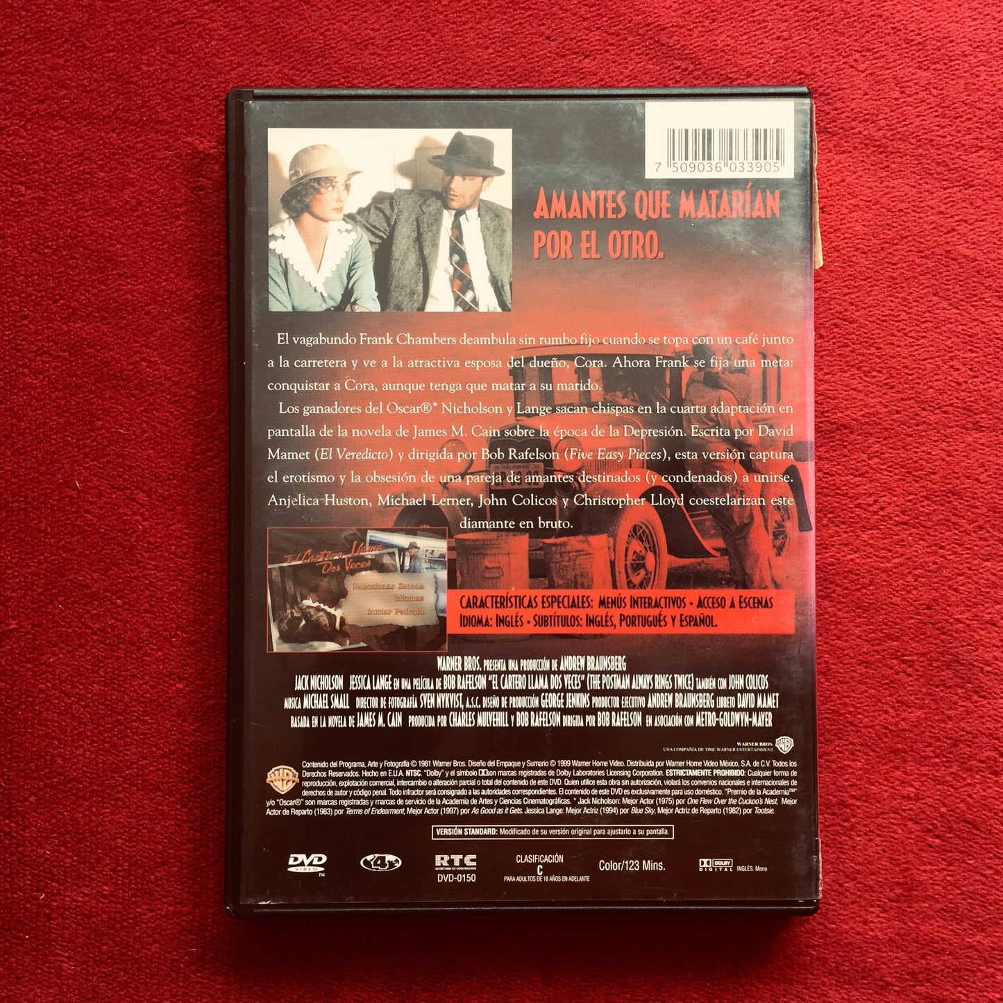 El cartero llama dos veces. Bob Rafelson. DVD, formato muerto