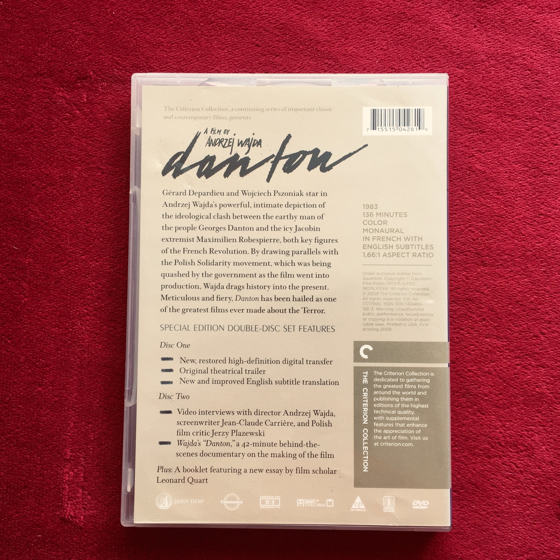 Danton. Andrzej Wajda. criterion collection DVD doble. formato muerto