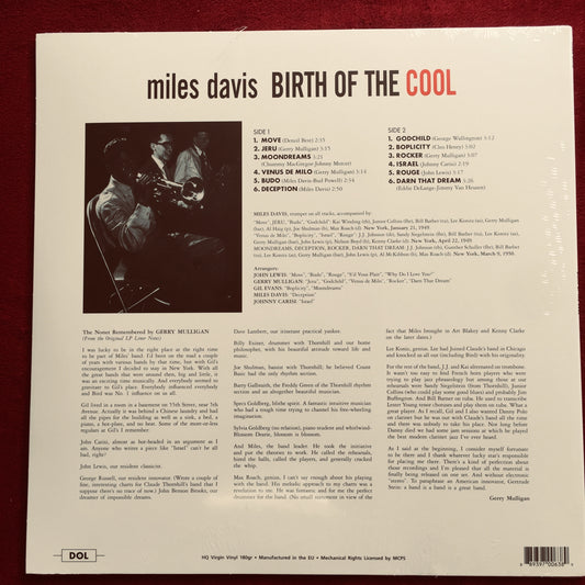 Miles Davis. Birth of the Cool. Vinilo nuevo de color. formato muerto