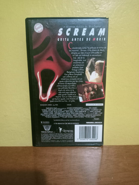 Scream: Grita Antes de Morir. VHS. formato muerto