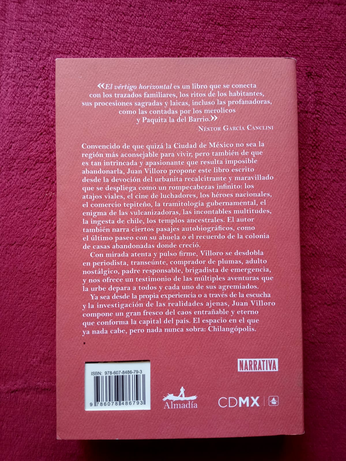 Juan Villoro. El vértigo horizontal. Libro en buen estado. formato muert