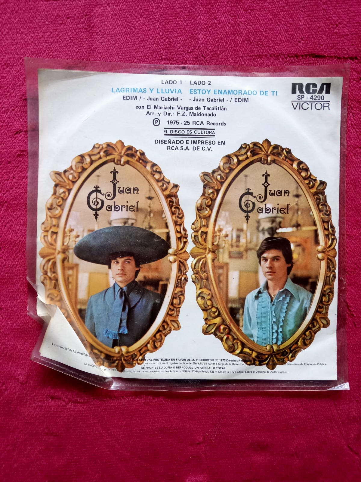 Juan Gabriel – Lágrimas Y Lluvia. Vinilo, 7". formato muerto