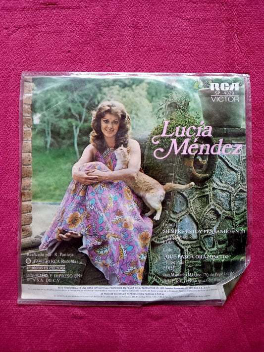 Lucía Méndez – Siempre Estoy Pensando En Ti. Vinilo, 7" en buen estado. formato muerto