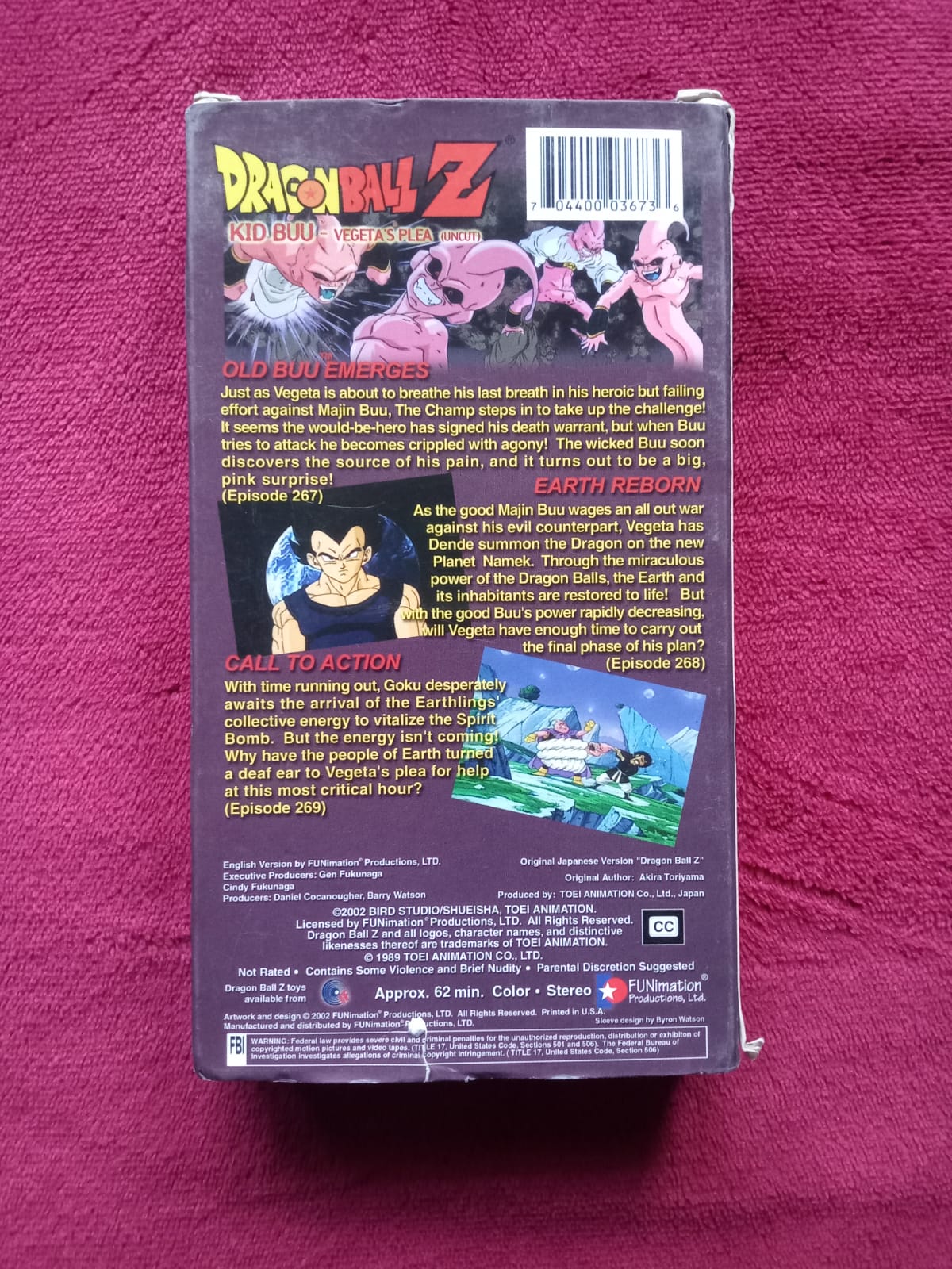 Dragon Ball Z: Vegeta's Plea. VHS importado en buen estado.  formato meurto