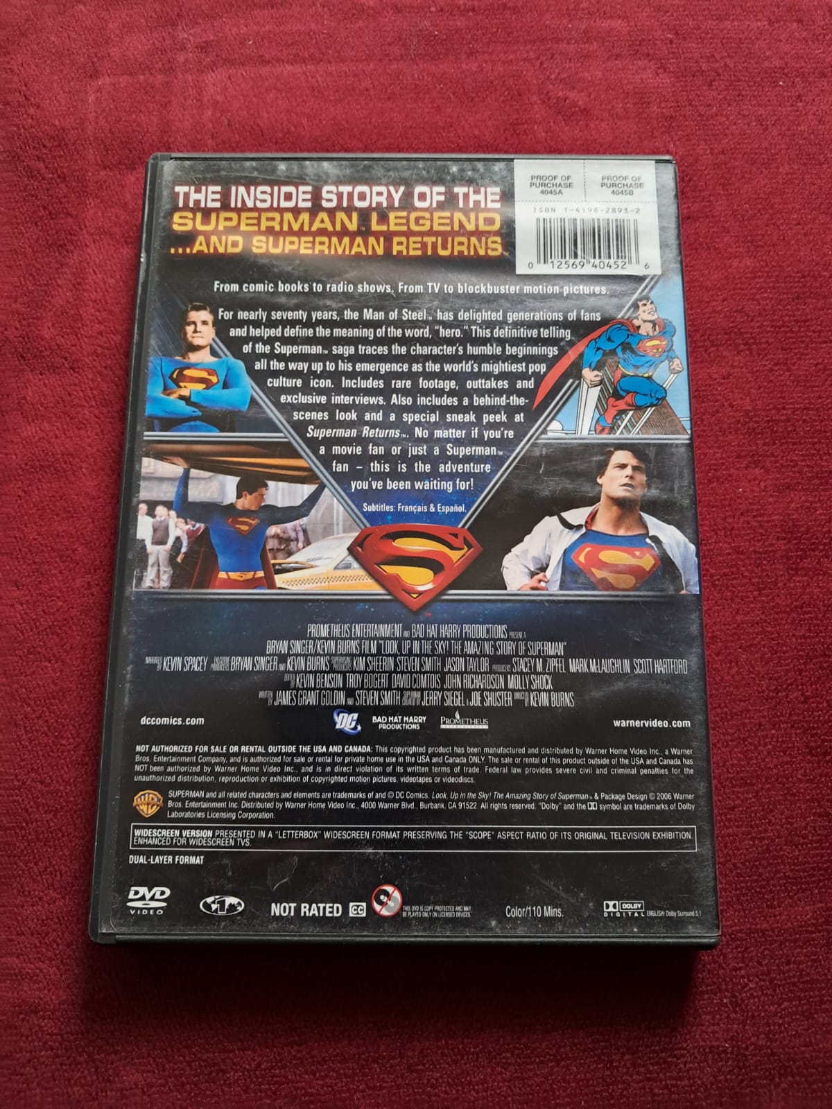 Look, Up in the Sky - The Amazing Story of Superman. DVD en buen estado. formato muerto