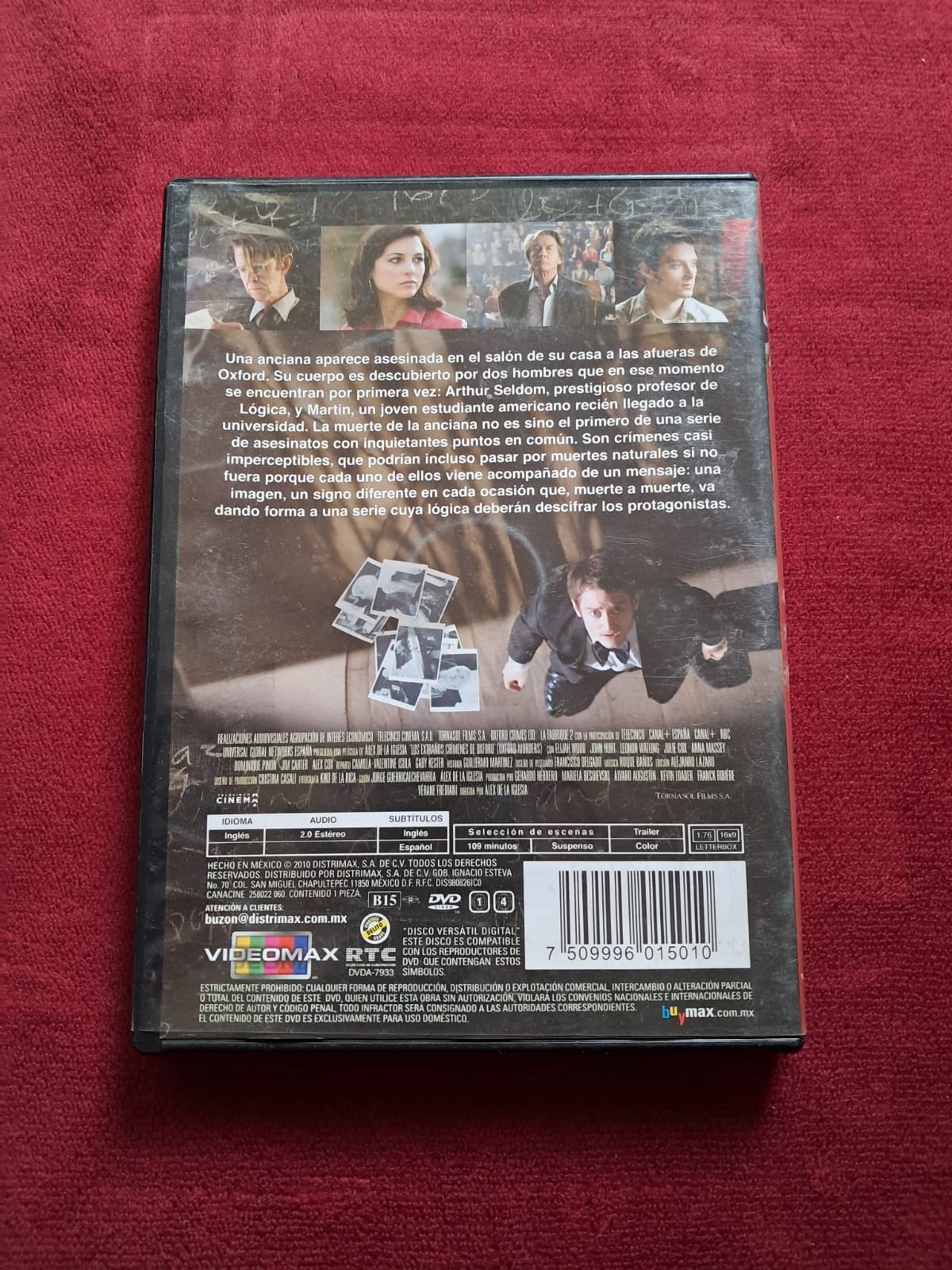 Los Extraños Crímenes de Oxford (The Oxford Murders). DVD en buen estado. formato muerto