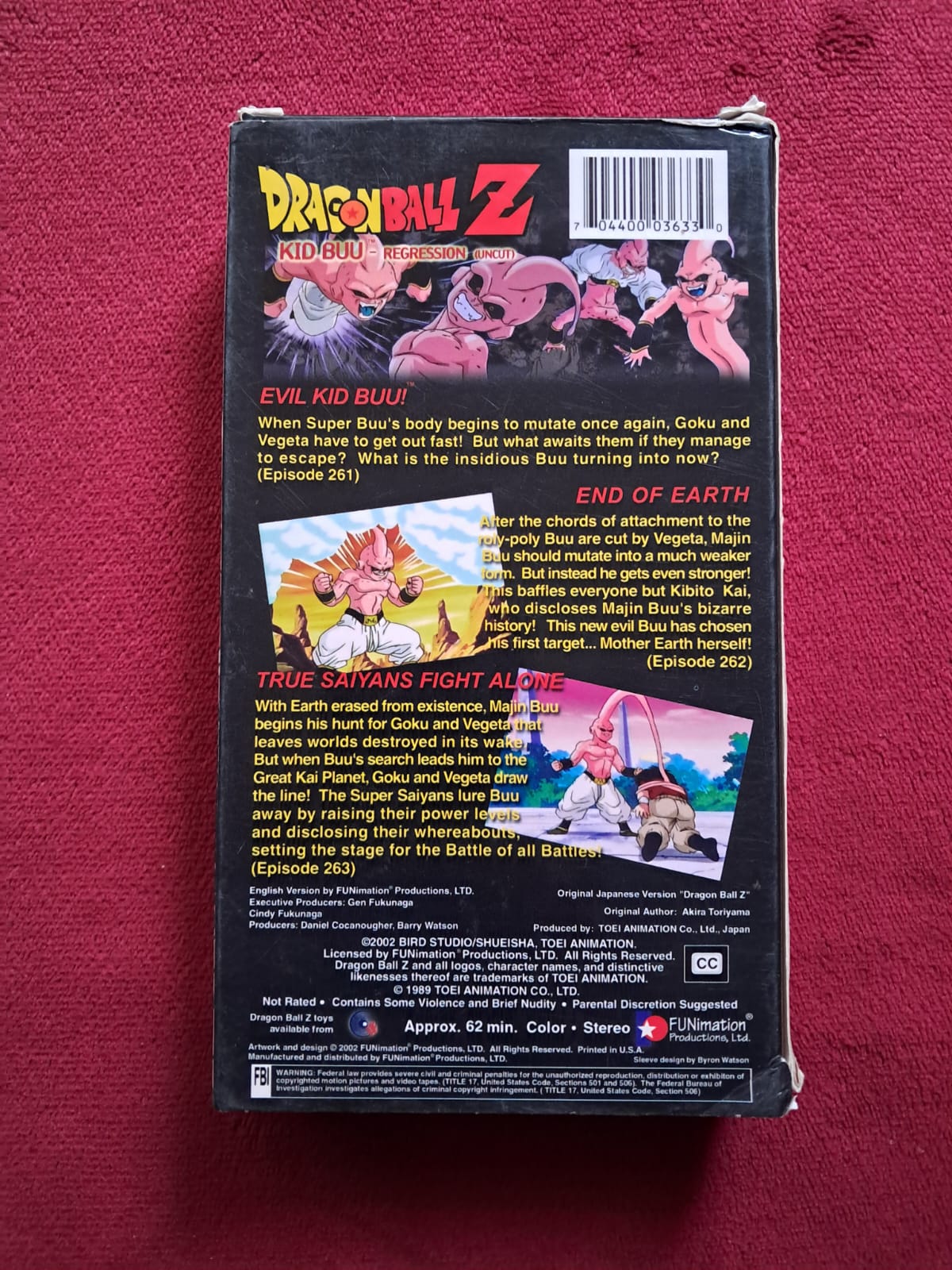 Dragon Ball Z - Kid Buu: Regression - VHS Edited Version en buen estado. formato muerto