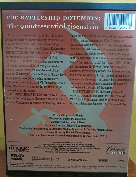El acorazado Potemkin. DVD importado.formato muerto
