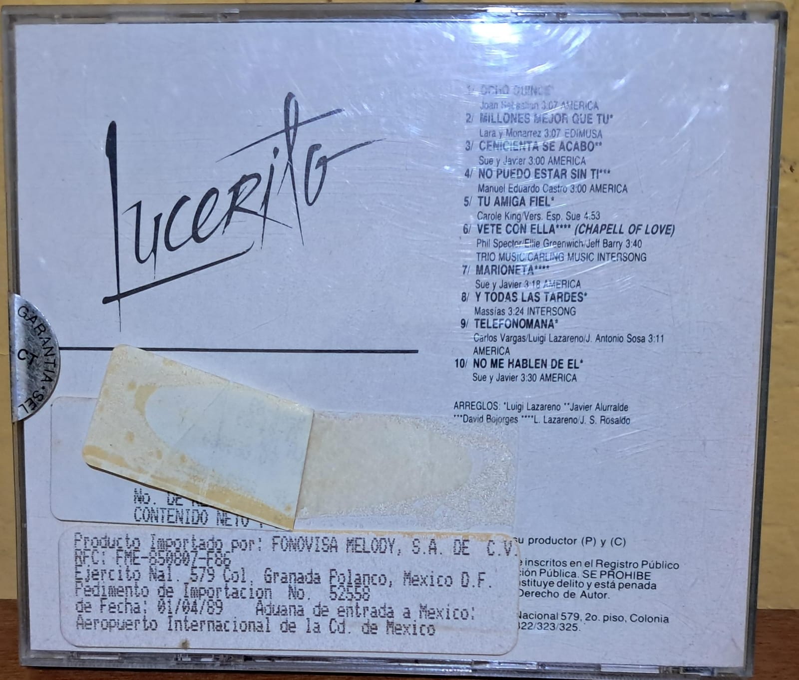Lucerito – Lucerito. Cd nacional primera edición. formato muerto