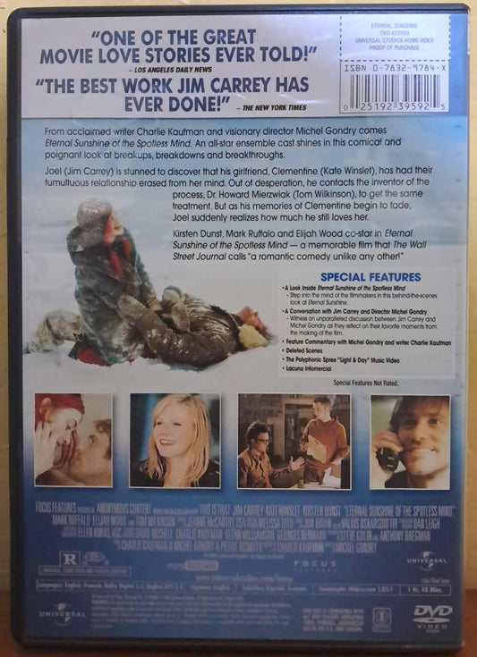 Eternal Sunshine of the Spotless Mind [DVD Importado en buen estado]. formato muerto