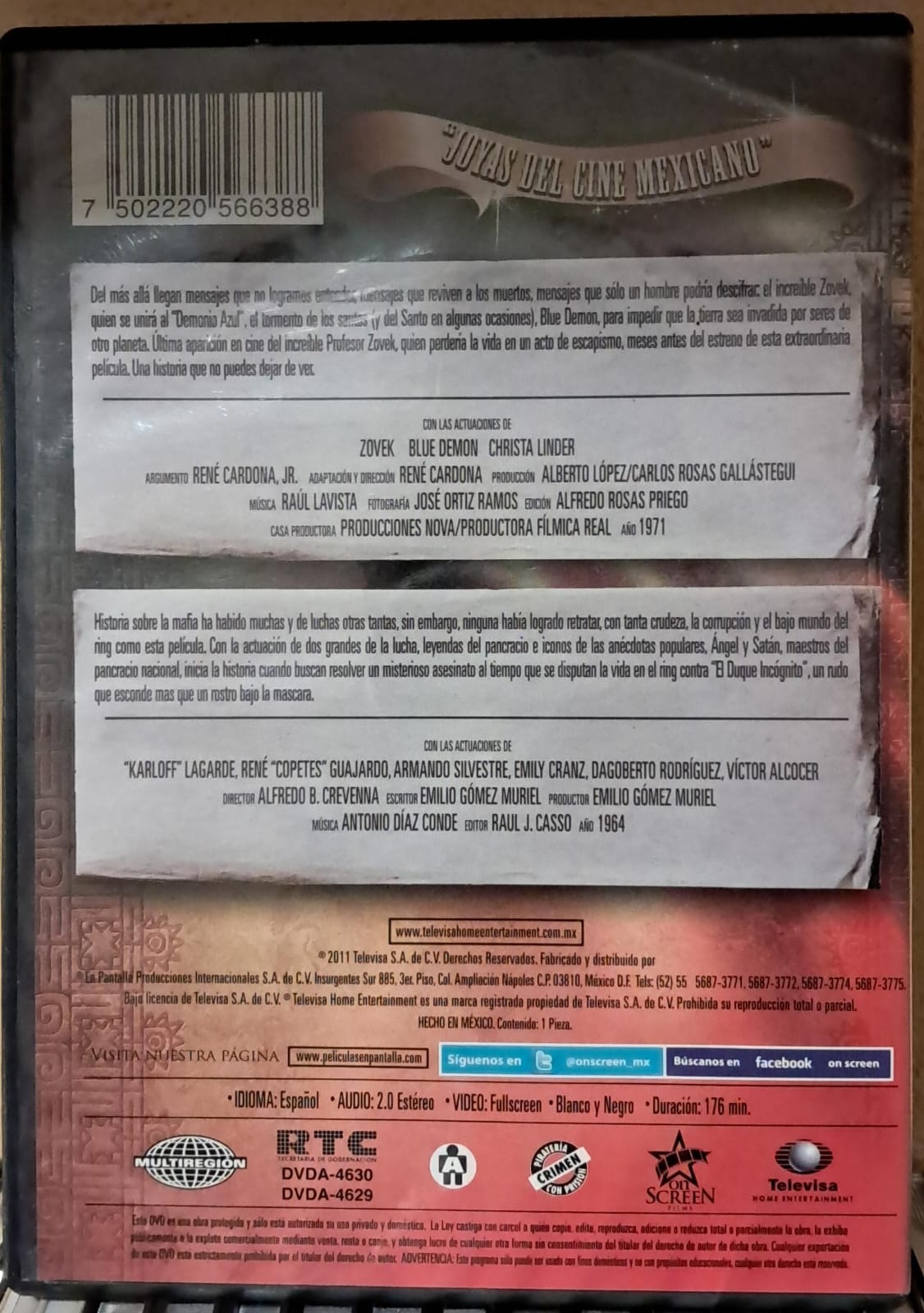 La Invasión de los Muertos + Los Endemoniados del Ring [DVD Nacional, 2 Películas – 1 Disco].  formato muerto