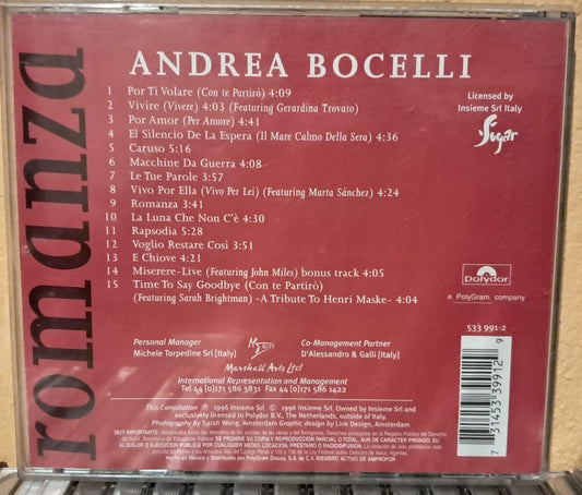 Andrea Bocelli – Romanza [CD Original].  formato muerto
