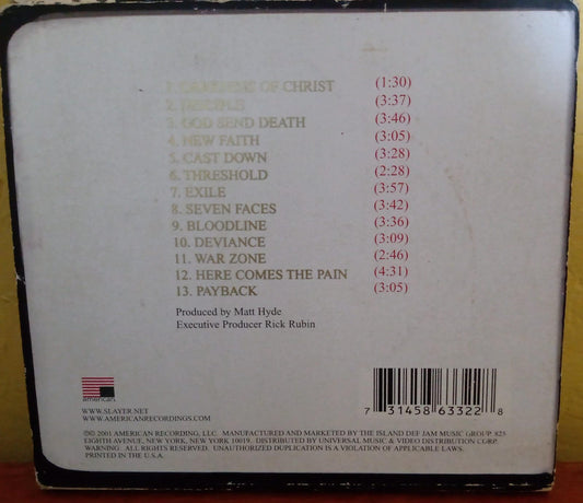 Slayer – God Hates Us All (CD importado 9.0/10). tienda de discos ne méxico formato muerto