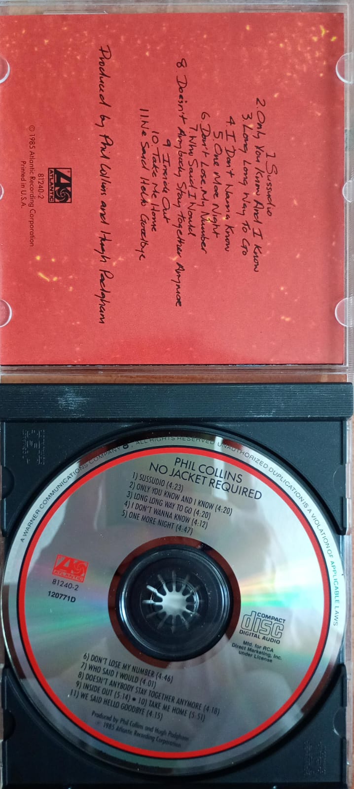 Phil Collins – No Jacket Required (CD importado, en excelente estado) tienda de discos en méxico formato muerto