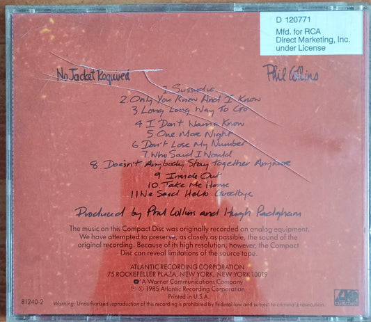 Phil Collins – No Jacket Required (CD importado, en excelente estado) tienda de discos en méxico formato muerto