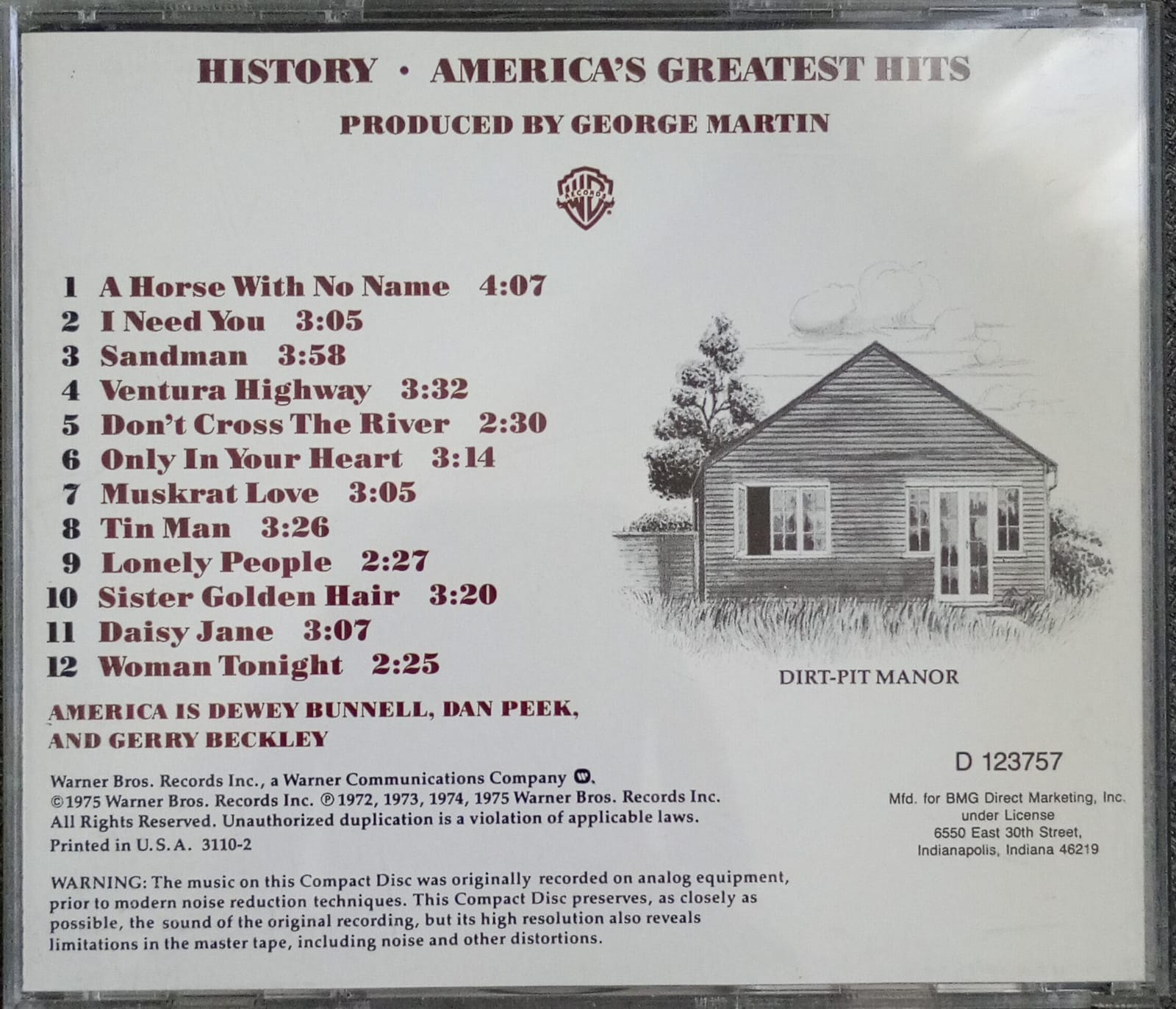 America – History: America’s Greatest Hits (CD importado, en excelente estado). tienda de discoe en méxico formato muerto