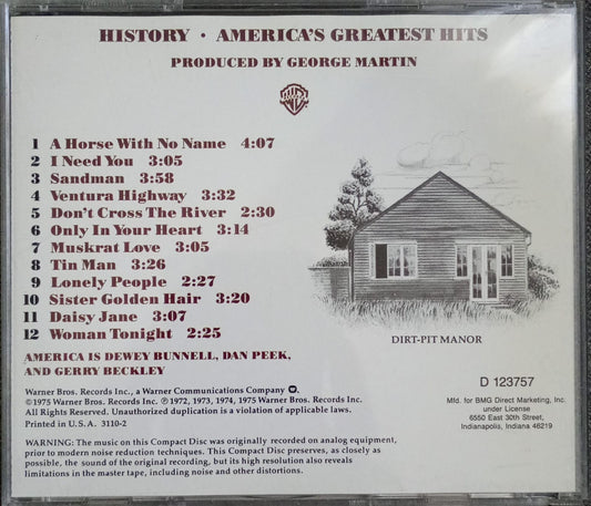 America – History: America’s Greatest Hits (CD importado, en excelente estado). tienda de discoe en méxico formato muerto