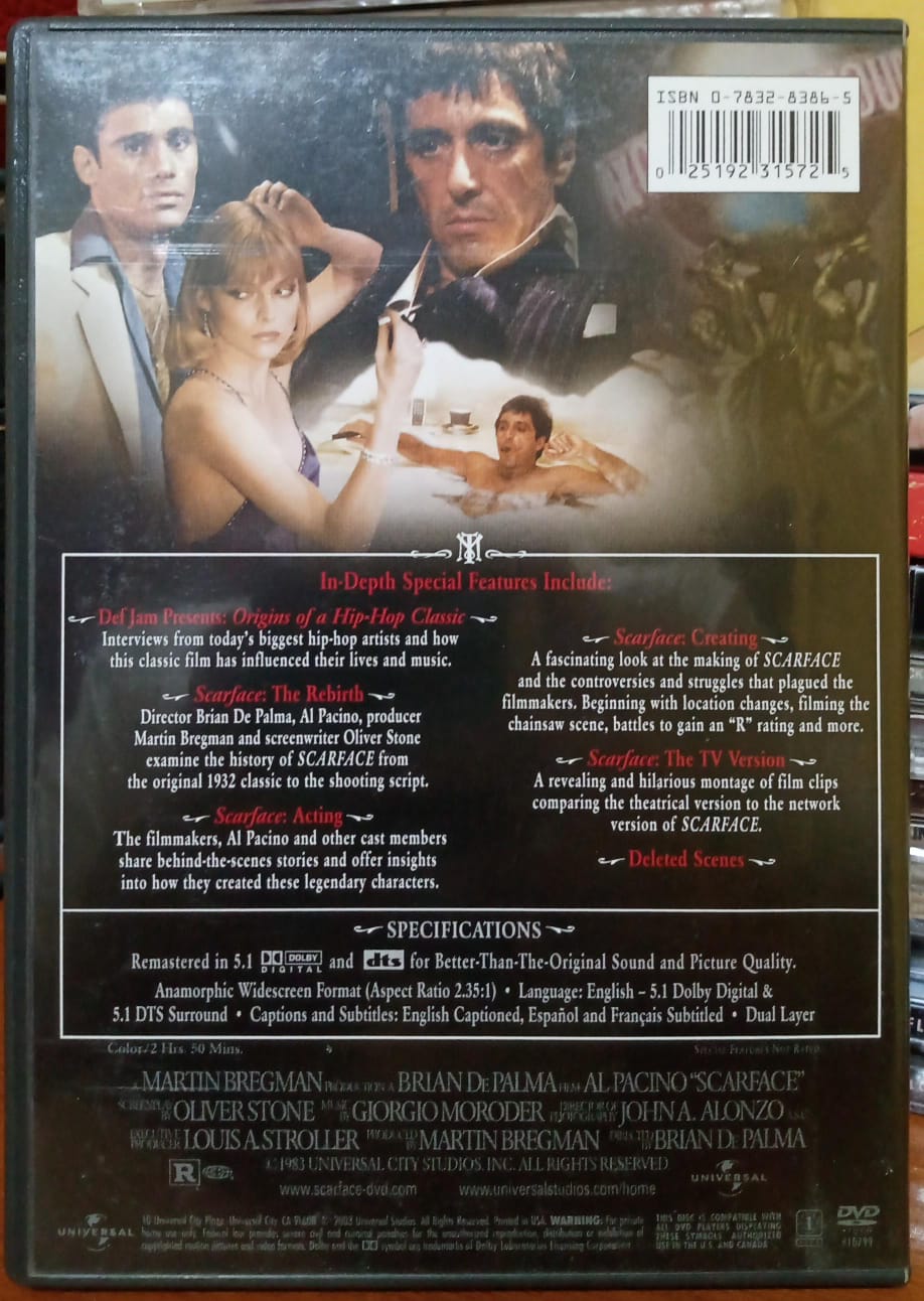 Scarface (Widescreen Two-Disc Anniversary Edition excelente estado). tienda de discos formato muerto