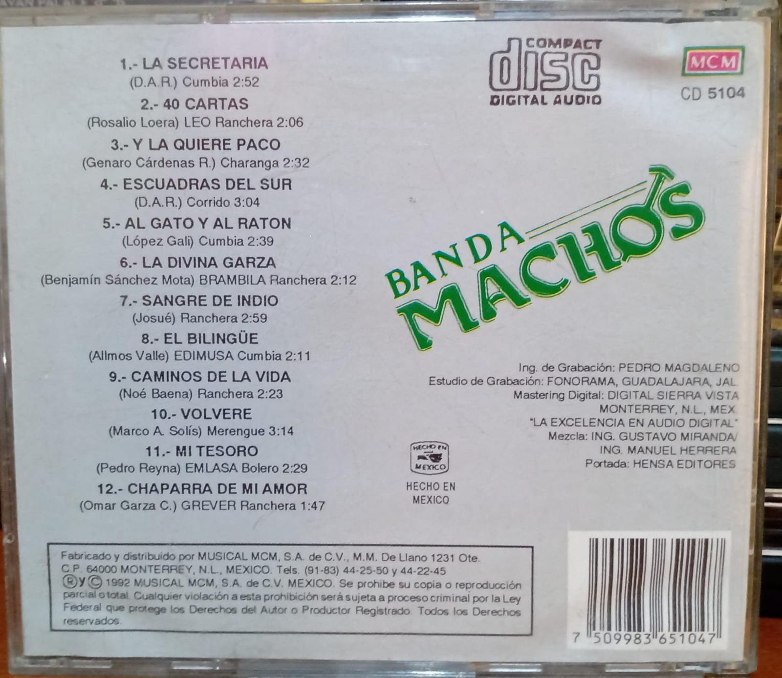 Banda Machos – Sangre De Indio. Cd primera edición en buen estado. tienda de discos en méxico formato muerto