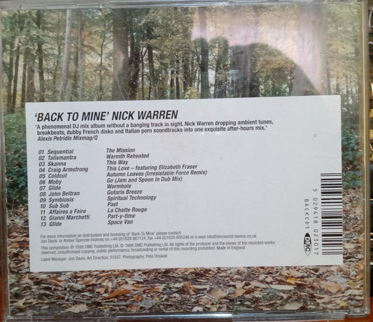 Nick Warren – Back to Mine. Cd importado en buen estado. tienda de discos en méico formato muerto
