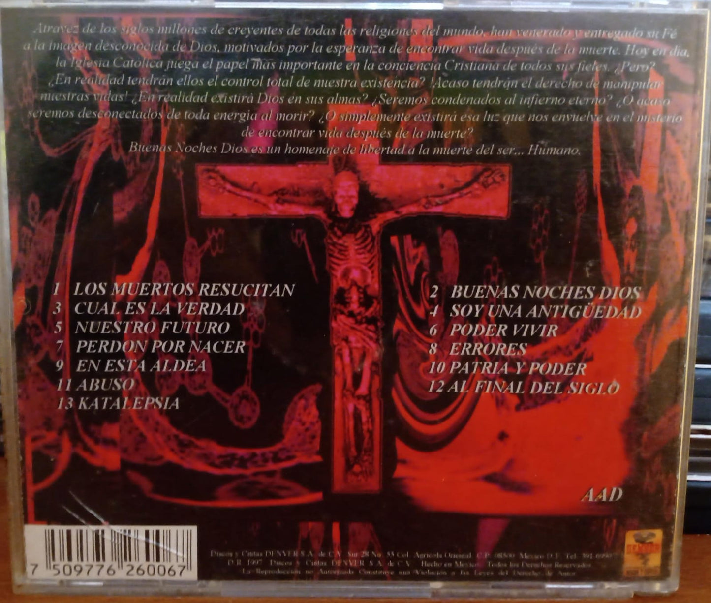 Especimen – Buenas Noches Dios. Cd 1ra edición. tienda de discos en méxico formato muerto