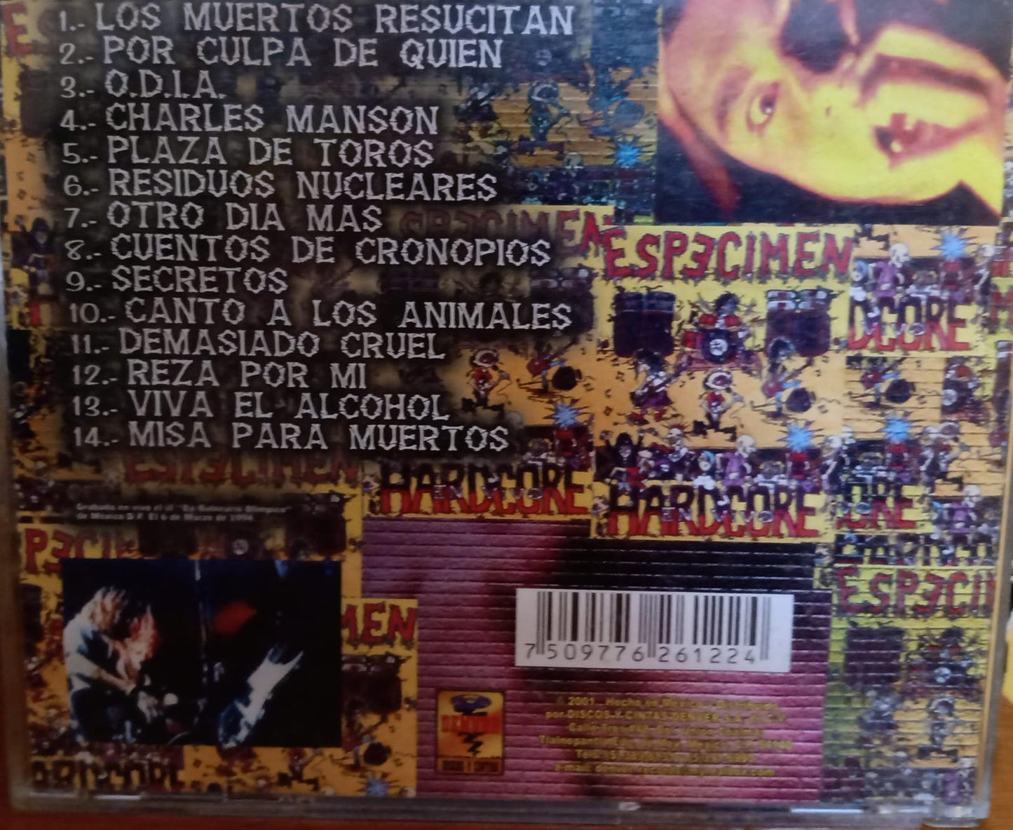 Especimen – Hardcore En Vivo - 94. Cd. tienda de discos en méxico formato muerto