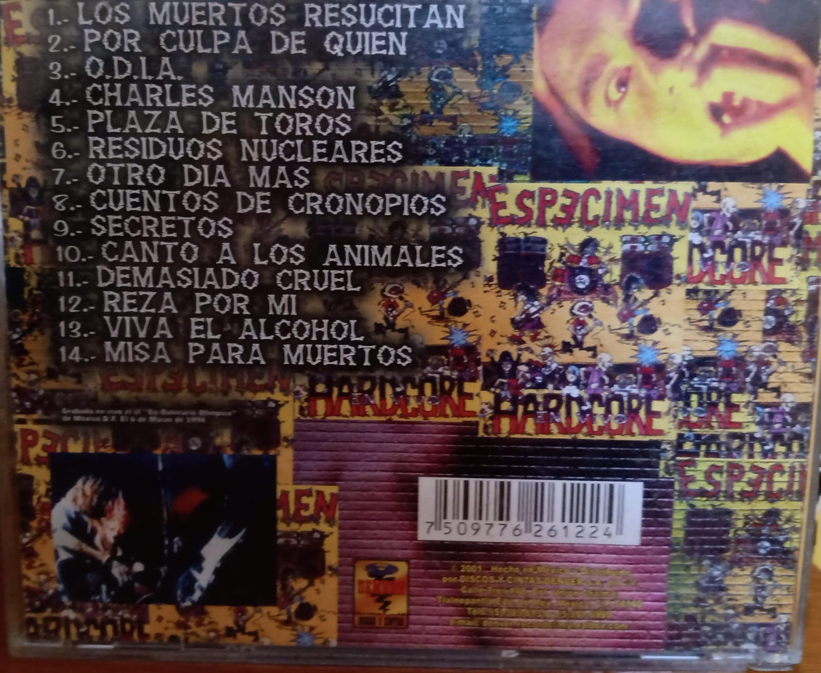 Especimen – Hardcore En Vivo - 94. Cd. tienda de discos en méxico formato muerto