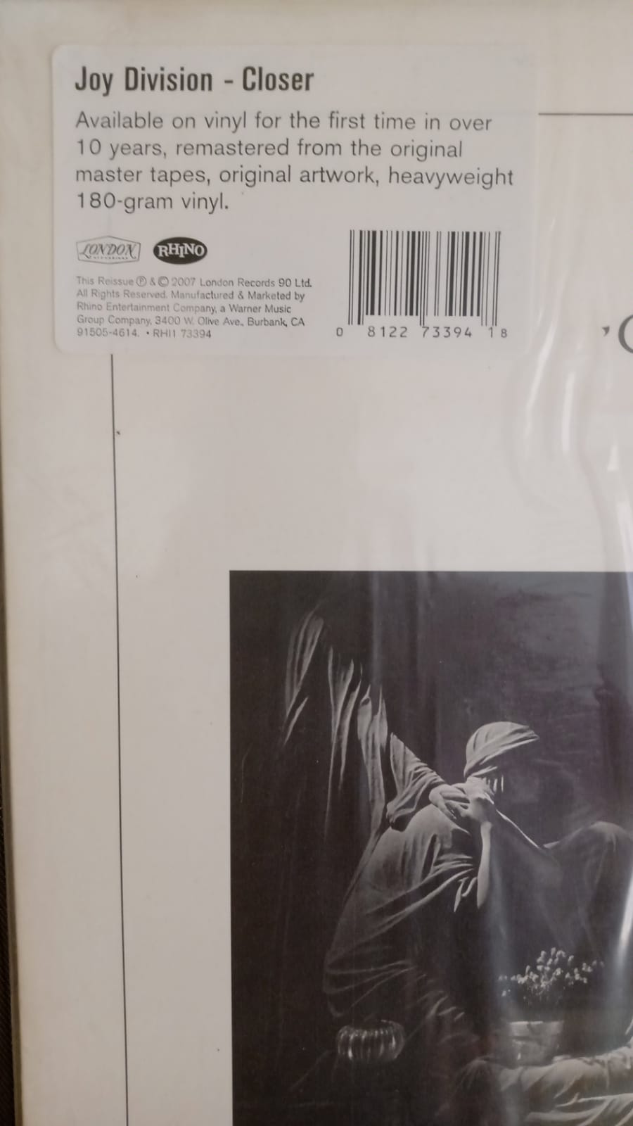 Joy Division – Closer. Vinilo en excelente estado. 2007. tienda de discos en méxico formato muerto