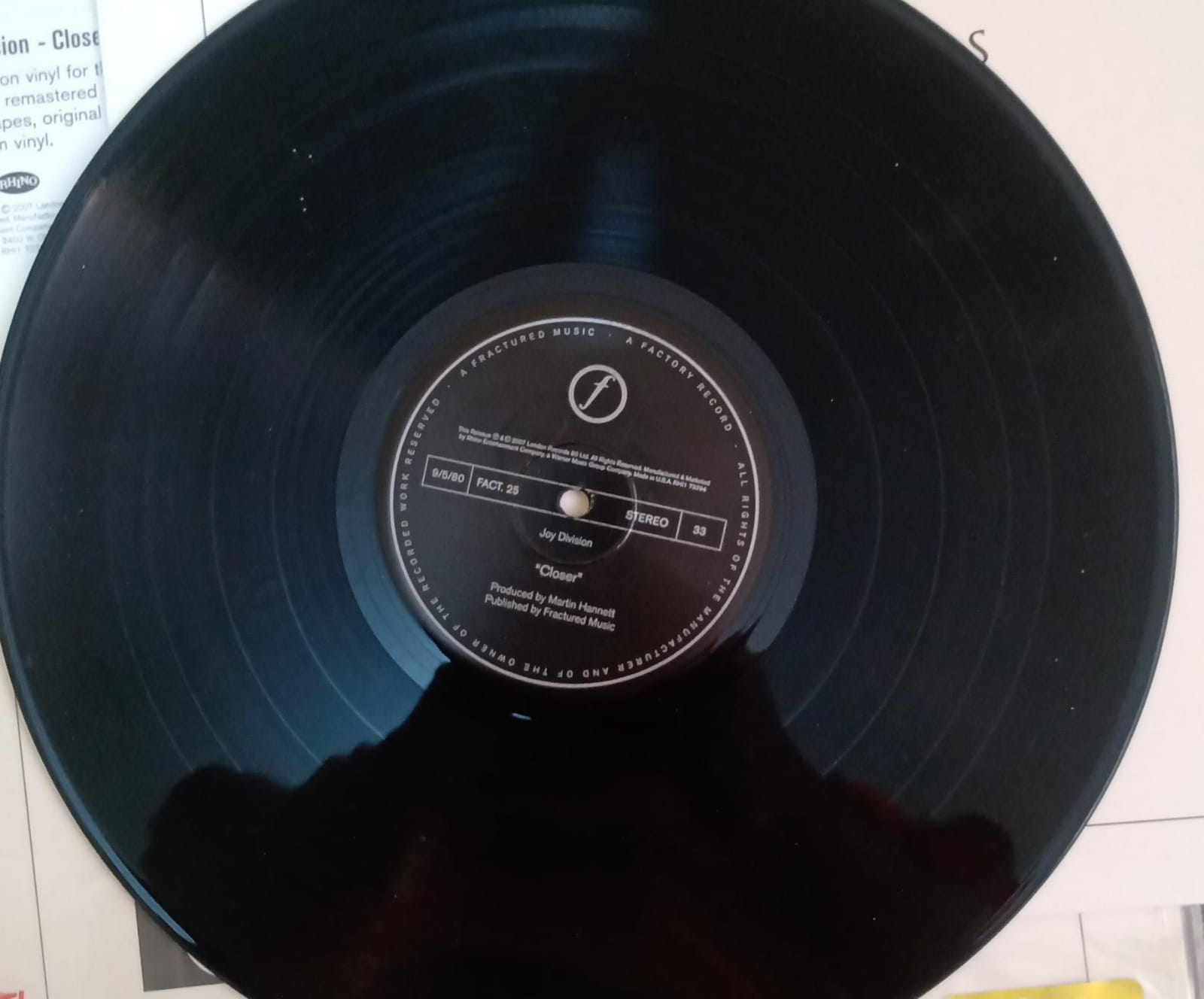 Joy Division – Closer. Vinilo en excelente estado. 2007. tienda de discos en méxico formato muerto