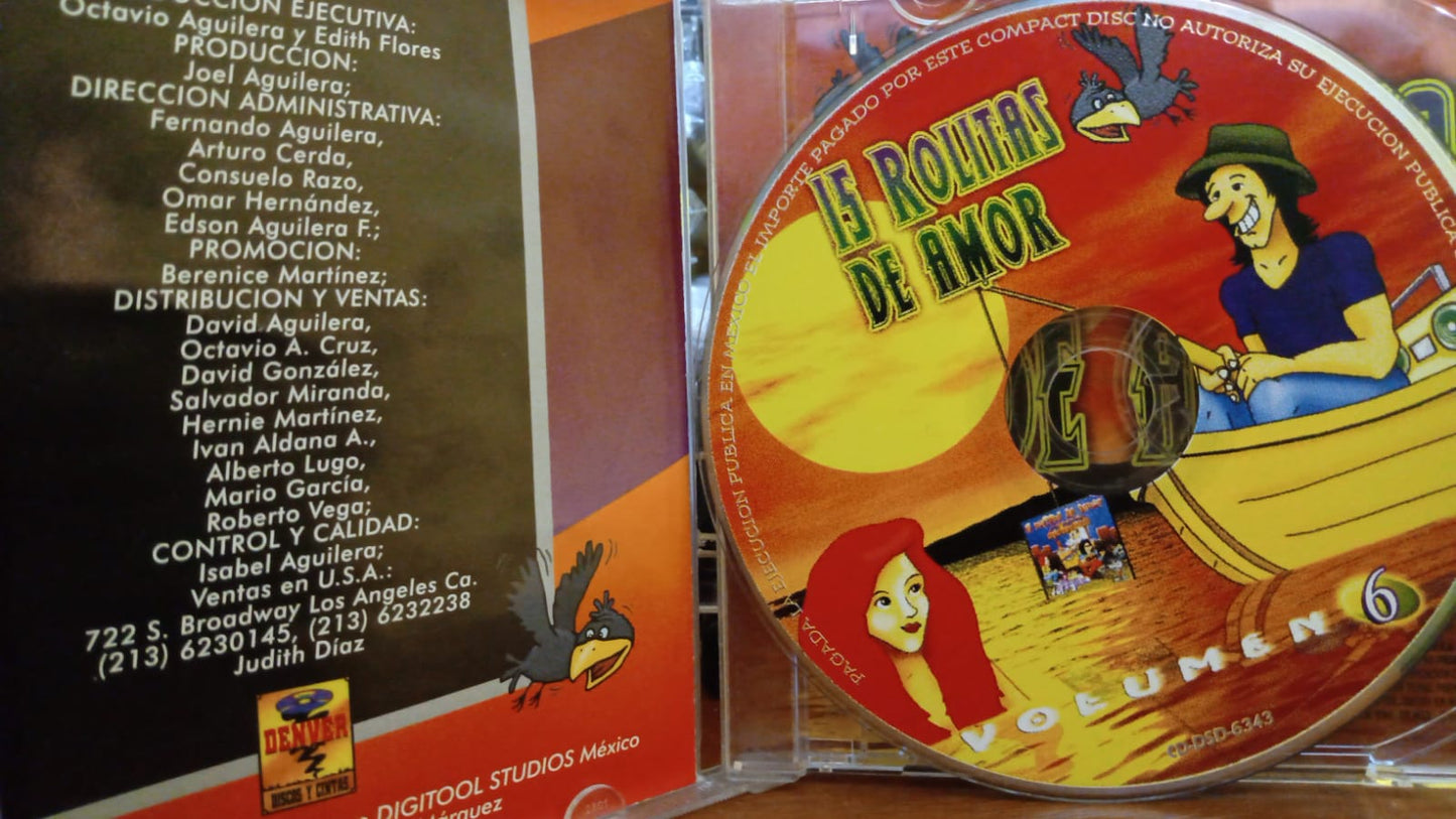 15 Rolitas de Amor (CD Varios Artistas Vol 6, 1ra edición en buen estado). tienda de discos en méxico formato muerto