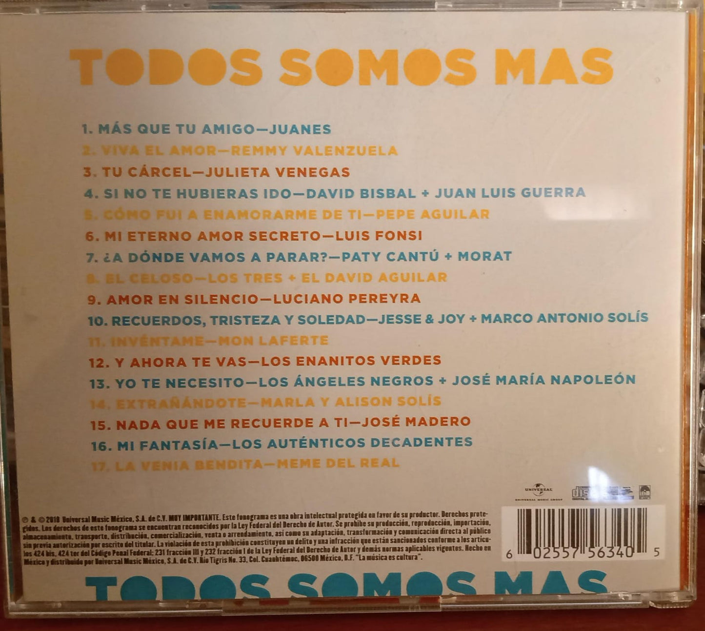Varios – Todos Somos MAS. CD en buen estado. Marco Antonio Solís. tienda de discos en méxico formato muerto