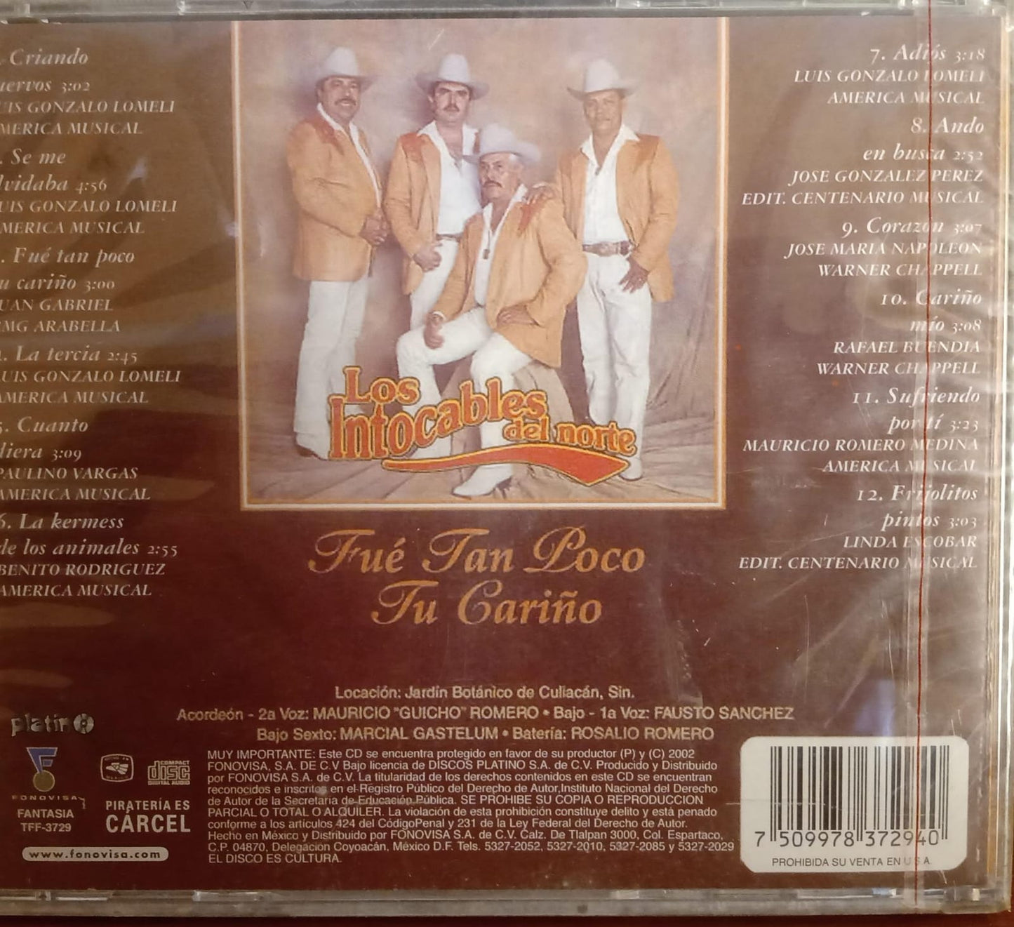 Los Intocables Del Norte Fue Tan Poco Tu Cariño Cd 1a E 1998.