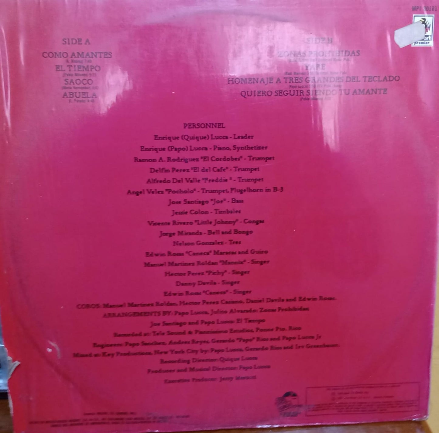 Sonora Ponceña – Into The 90's. Vinilo en buen estado.