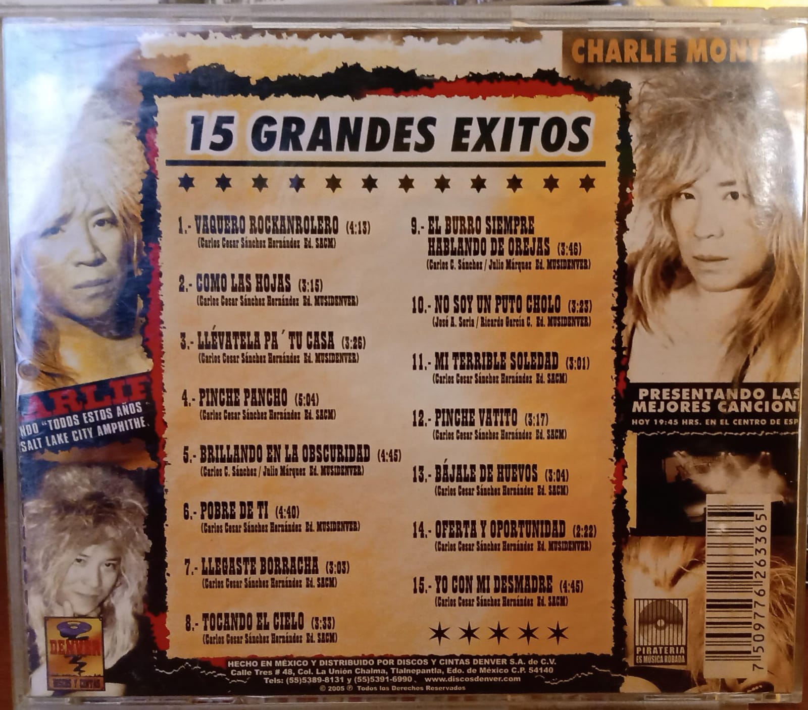 Charlie Monttana – 15 Grandes Exitos. Cd en buen estado. tienda de discos en méxico formato muerto