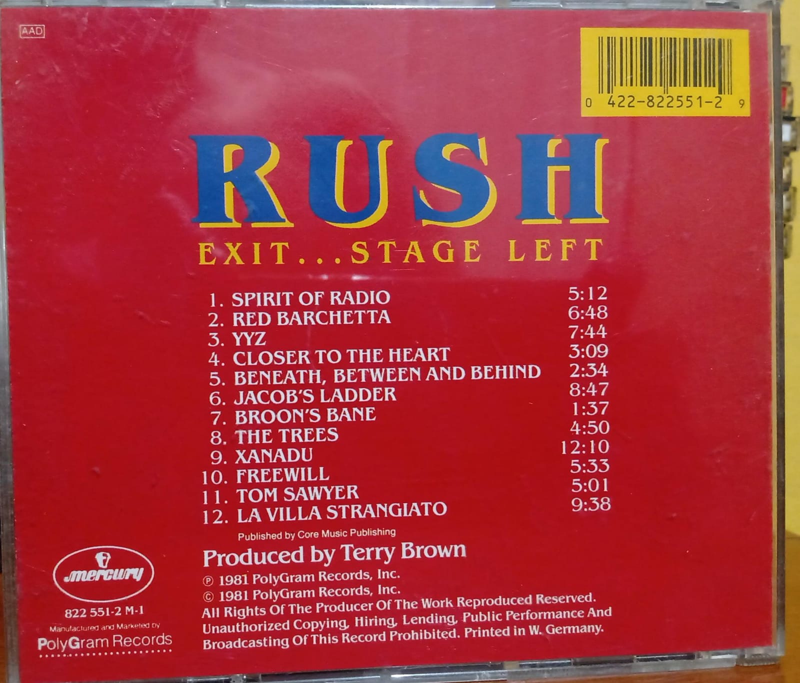 Rush – Exit… Stage Left (CD Importado en buen estado). tienda de discos en méxico formato muerto