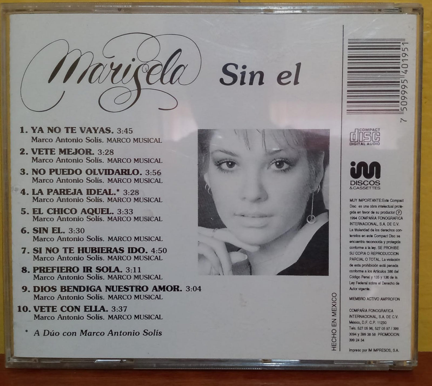 Marisela – Sin Él... Cd en buen estado. tienda de discos en méxico formato muerto
