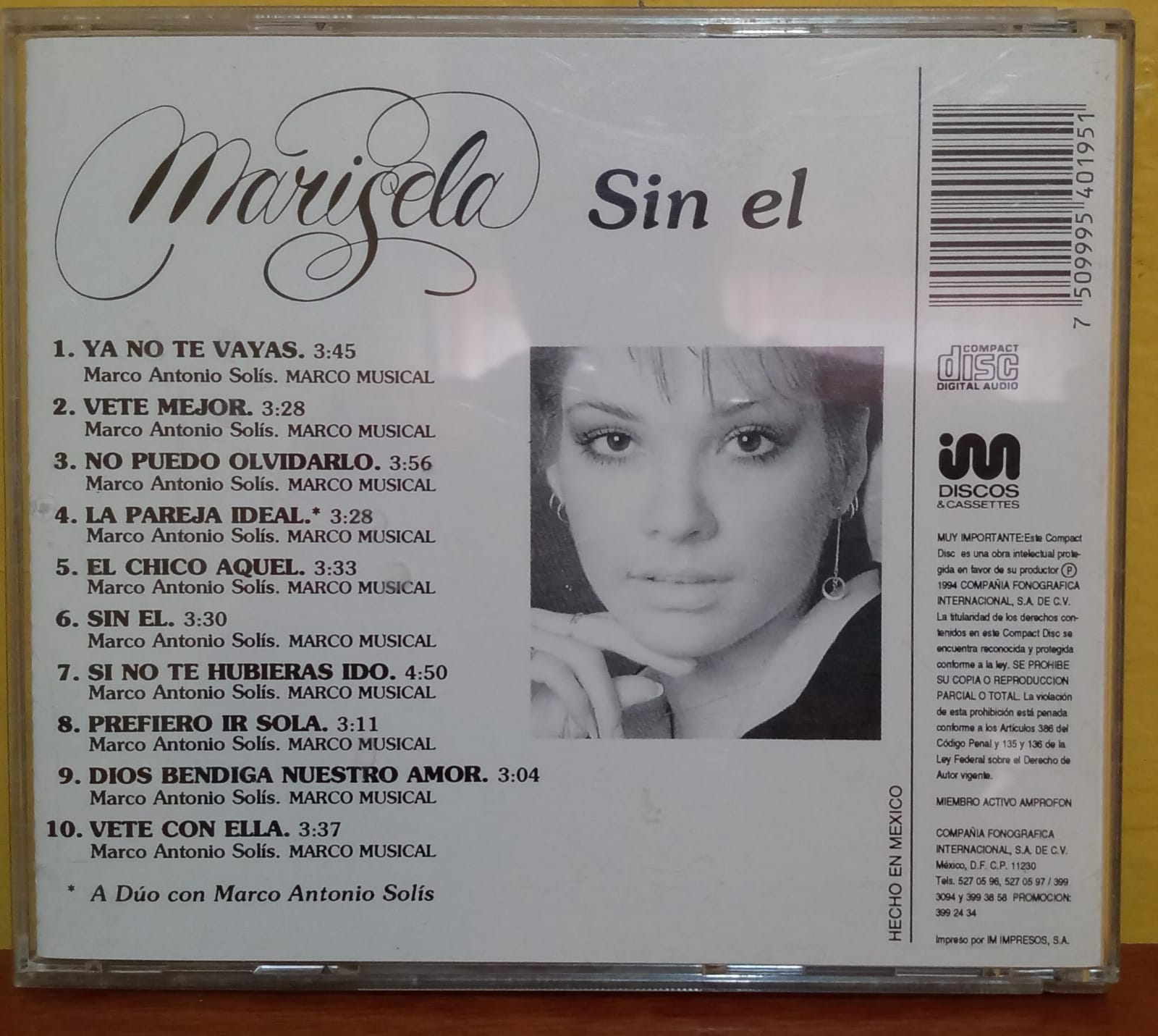 Marisela – Sin Él... Cd en buen estado. tienda de discos en méxico formato muerto