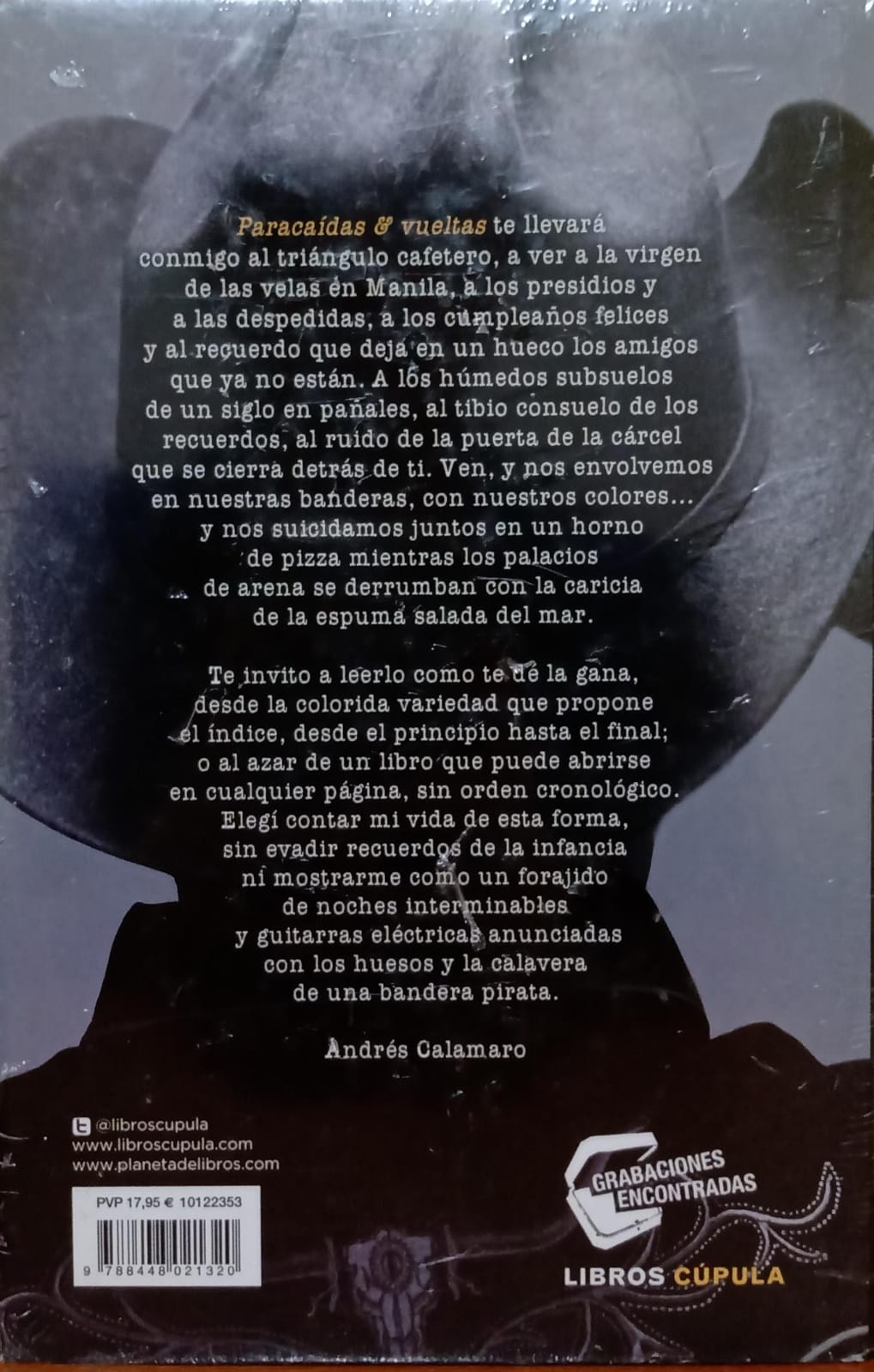 Paracaídas y vueltas: diarios íntimos. Libro pasta dura. Andrés Calamaro. Nuevo. tienda de discos en méxico formato muerto