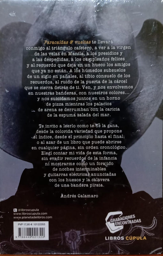 Paracaídas y vueltas: diarios íntimos. Libro pasta dura. Andrés Calamaro. Nuevo. tienda de discos en méxico formato muerto
