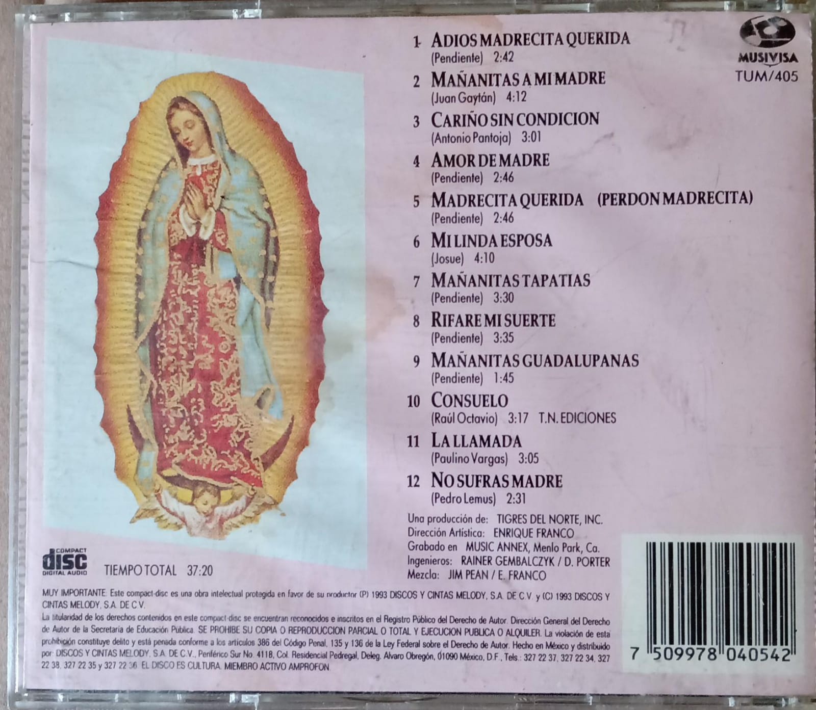 Los Tigres Del Norte – A Ti Madrecita. Cd en buen estado. tienda de discso en méxico formato muerto