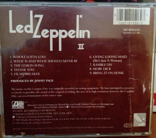 Led Zeppelin – Led Zeppelin II  CD Importado • Con Marcas de Uso (No Afectan Reproducción) tienda de discos en méxico formato muerto