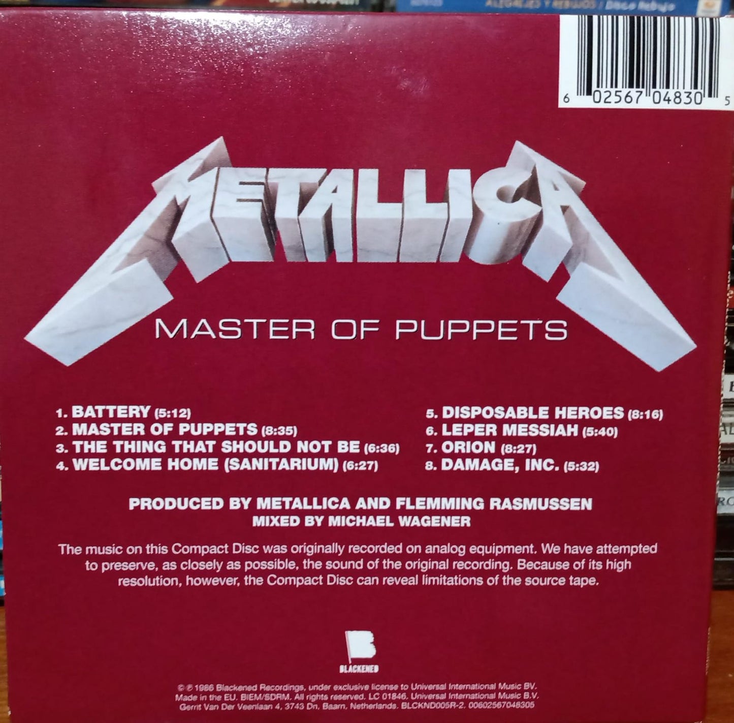 Metallica – Master of Puppets CD importado | Mini LP versión. Buen estado. tienda de discos en méxico formato muerto