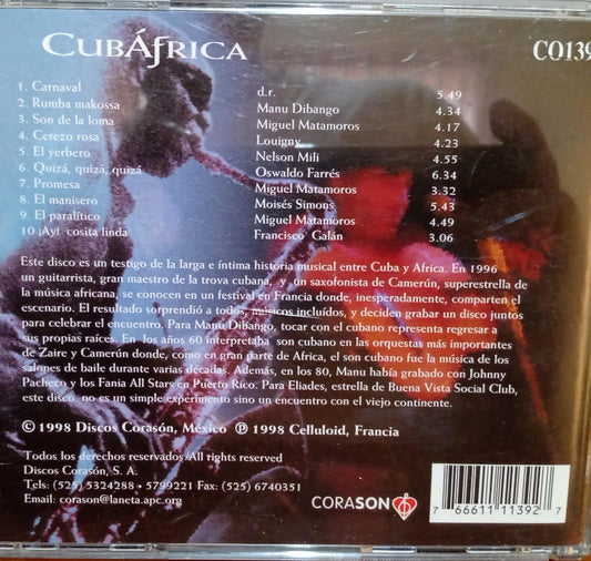 Eliades Ochoa Y Manu Dibango Con El Cuarteto Patria – CubÁfrica. CD en buen estado. tienda de discos en méxico formato muerto