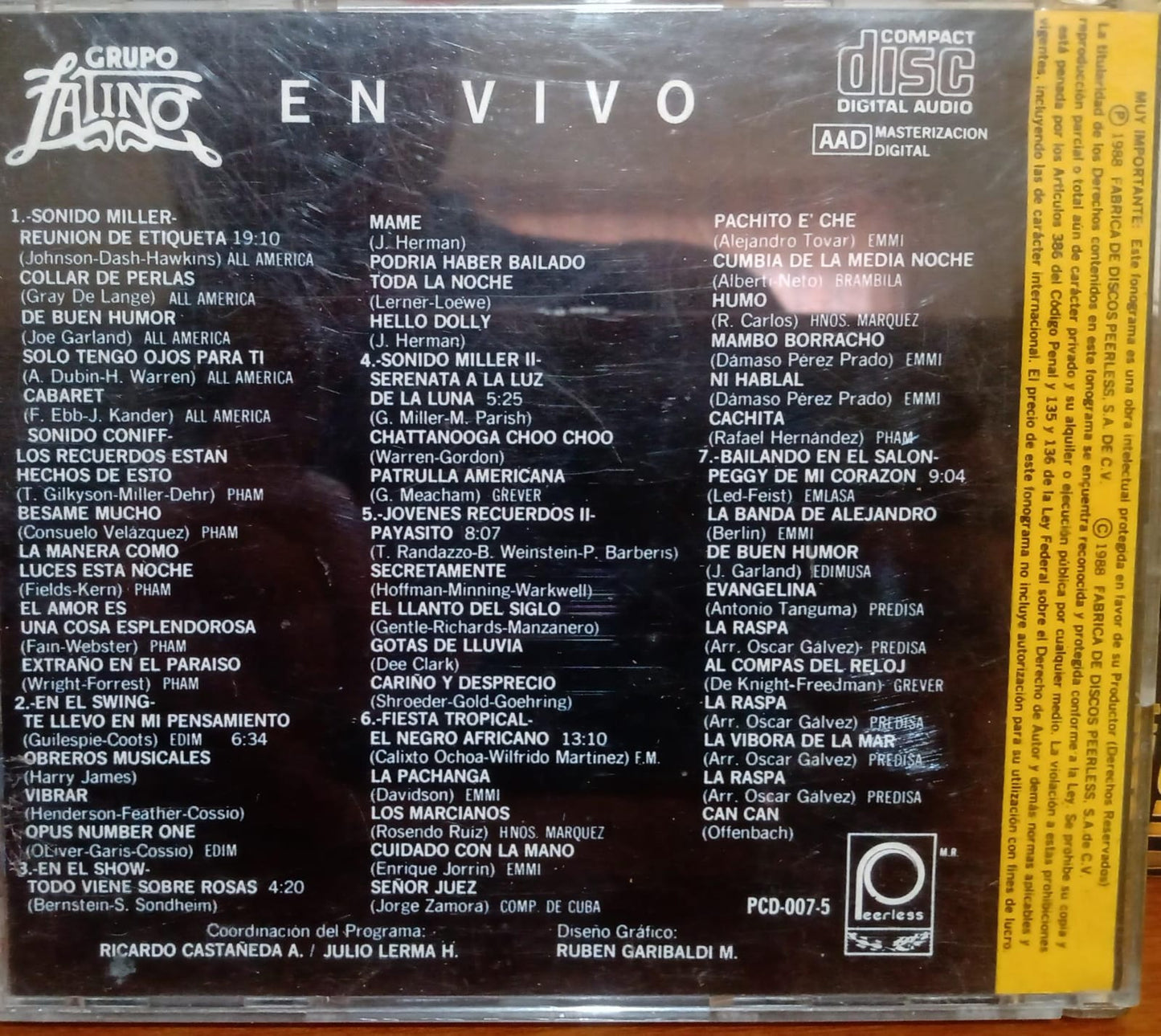 Grupo Latino En Vivo Cd Primera Edicion Original 1988. Cd en buen estado. tienda de discos en méxico formato muerto