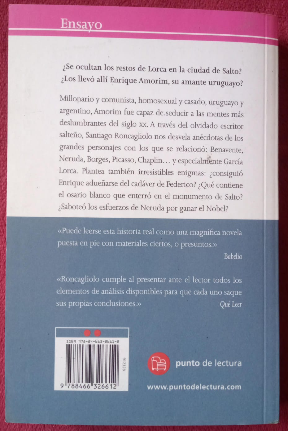 El amante uruguayo: Una historia real. Santiago Roncagliolo. Libro.